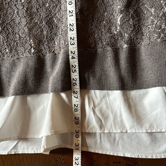 simply vera wang Brown Knit Sweater Over Blouse Size Large NWT - Picture 7 of 8